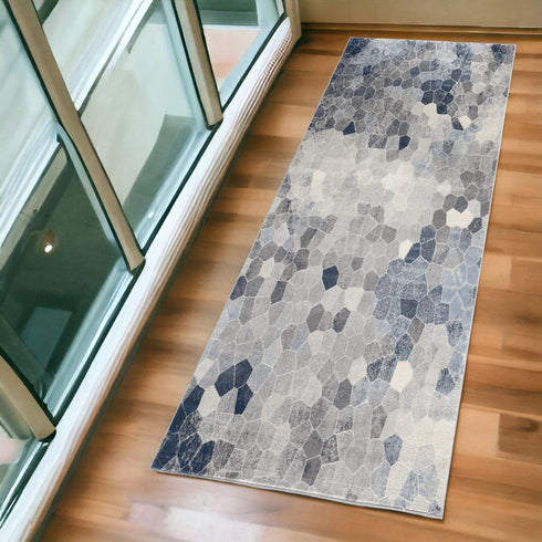 2' X 3' Navy Blue Cobblestone Pattern Scatter Rug